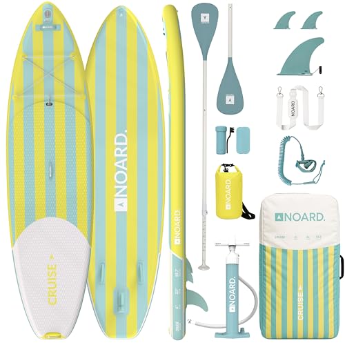 NOARD Stand-Up-Paddle-Board (SUP) aufblasbar – 326 cm Allround-Board für Anfänger und Fortgeschrittene – 140 kg Tragkraft – Komplett-Set mit Paddel, Pumpe, Rucksack, Leash – Azzurro e Sole