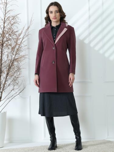 Image of PLAGG Women's Notched Lapel Long Overcoat