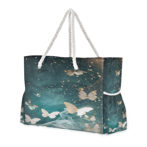 Elegant Butterfly Beach Bag & Travel Tote Bag Large Sandproof Wet Pouch for Gym Travel, Lightweight Outdoor Bag