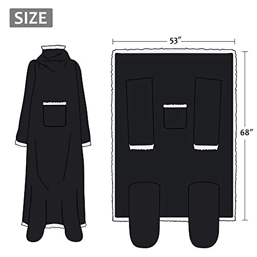 Image of Catalonia Sherpa Wearable Blanket with Sleeves & Foot Pocket for Adults