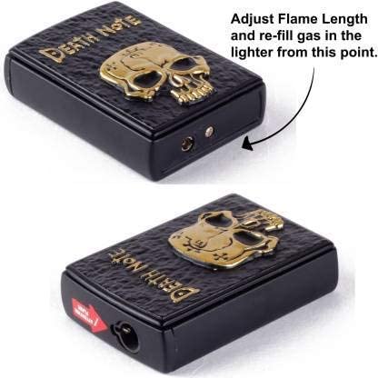 Image of Refillable Metal Side Slider Death Note Windproof Jet Flame Pocket Lighter Cigarette Lighter Stylish Look Antique Lighter AADDBB 17 (Without Gas)
