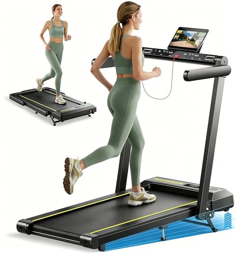 Image of TOPUTURE Walking Pad Treadmill with 12% Incline & Handle Bar, Treadmills for Home with Bluetooth Speaker, 4 in 1 Under Desk Treadmill Folding Walking Pad with APP & Remote Control, 0.6-10MPH