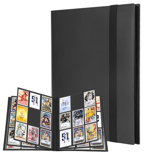 WISYOK Pokemon - Álbum de recortes de 360 tarjetas, álbum de 9 bolsillos con 20 páginas, encuadernación de Pokémon portátil, álbum de recortes para tarjetas de fútbol, fotocard, MTG, TCG (negro)