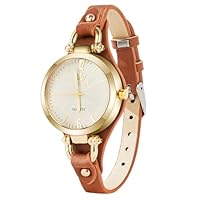 OFFCUP Women's Leather Quartz Watch, Thin Strap Ladies Watches, Analog Quartz Watches with Retro Dial, 3 Hand Quartz Watch, Premium Fashion Wrist Watch for Women Ladies Girls