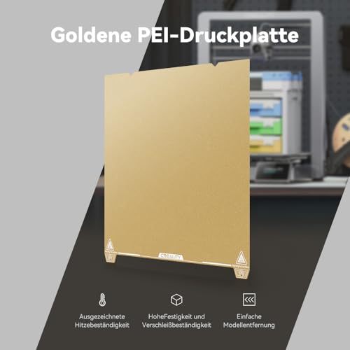 Creality Gold PEI Matte Druckplatte für 3D-Drucker, hohe Temperaturbeständigkeit, Verschleißfestigkeit und hohe Festigkeit, einfach abzudrücken und an Ender 3 V3 Plus / K1 Max anzupassen