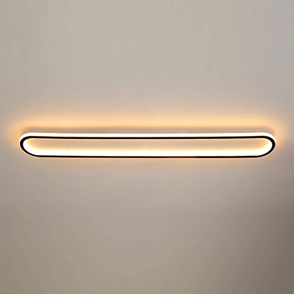 Lámpara de techo LED moderna de metal lineal negro y difusor acrílico de alta gama