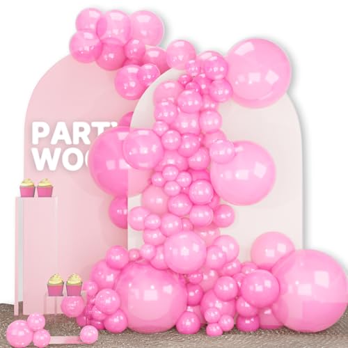 Image of PartyWoo Pearl Pink Balloons 140pcs Different Sizes of 18 12 10 5 Inch Light Pastel Baby Pink Balloon Arch Kit Garland for Girl Baby Shower Princess Gender Reveal Birthday Party Decorations Pink-Z44