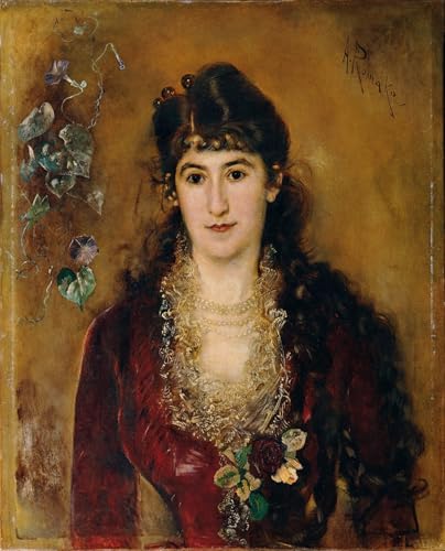 Impression Toile de Maître Dame en robe rouge Anton Romako Art