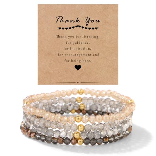 LOCCY Damen Kristall Perlen Armband Mehrschichtiges Steine Armband Boho Modeschmuck Armband Damen Schwarz (braun A)