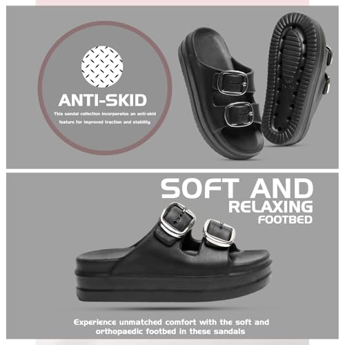 Image of Women Summer Flip Flop Slippers Casual Pillow EVA Anti-Slip Sole Slide Slipper Double Strap Sandals for Women's & Girls Rubber Flats