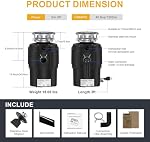 Élimination des ordures 3/4 HP Ultra Rectifieuse silencieuse et puissante Usine de cuisine Disposer avec Power Cord Easy install, AC Unité de moteur Alimentation continue Grince en acier inoxydable 0.75 Puissance (MAX-5)