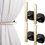 Queekay Self-Adhesive Curtain Holdbacks - 2 Pack Gold L-Shaped Drapery Tiebacks, Black - View #10