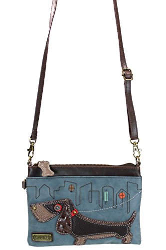 Chala Weiner Dog Mini Crossbody Handbag Dog Lovers Convertible Straps Dachshund Mom (Indigo)3