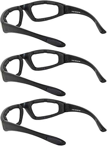 OWL 3 Pack Motorcycle Riding Glasses, Padded Sport Sunglasses, Assorted Colors for Men and Women3