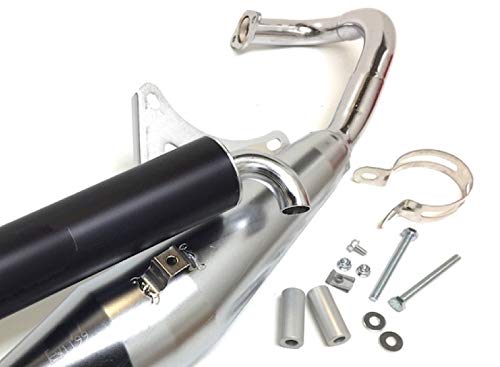 Chrom Tuning Auspuff Sportauspuff passend für Aprilia SR 50, Piaggio NRG MC2 MC3, Gilera Runner 50 – Mit E-Prüfzeichen, 50ccm & 70ccm
