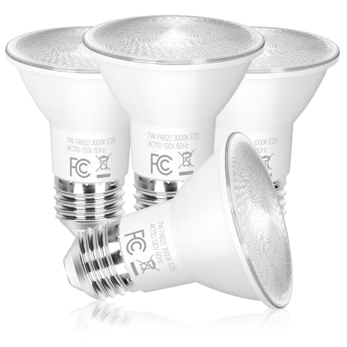Brightever PAR20 LED Bulbs 50 Watt Equivalent LED Light Bulb Dimmable 3000K Warm White LED Spotlight Bulb 600 Lumens Energy Efficient 7W E26 Standard Base for Spot Lights Indoor Outdoor 4-Pack