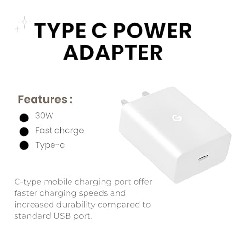 Image of Original Google 30W C-Type PPS Rapidly Power Charging Adaptor for Google 10 /9 /Pro /XL /Fold /9a /8 /8 Pro /8a /7 /7Pro /S26 /S25Fe /3a Lite /15 /15R /Pixel Tab /Slate - Support Other USB-C 30 W Quick Charging, White