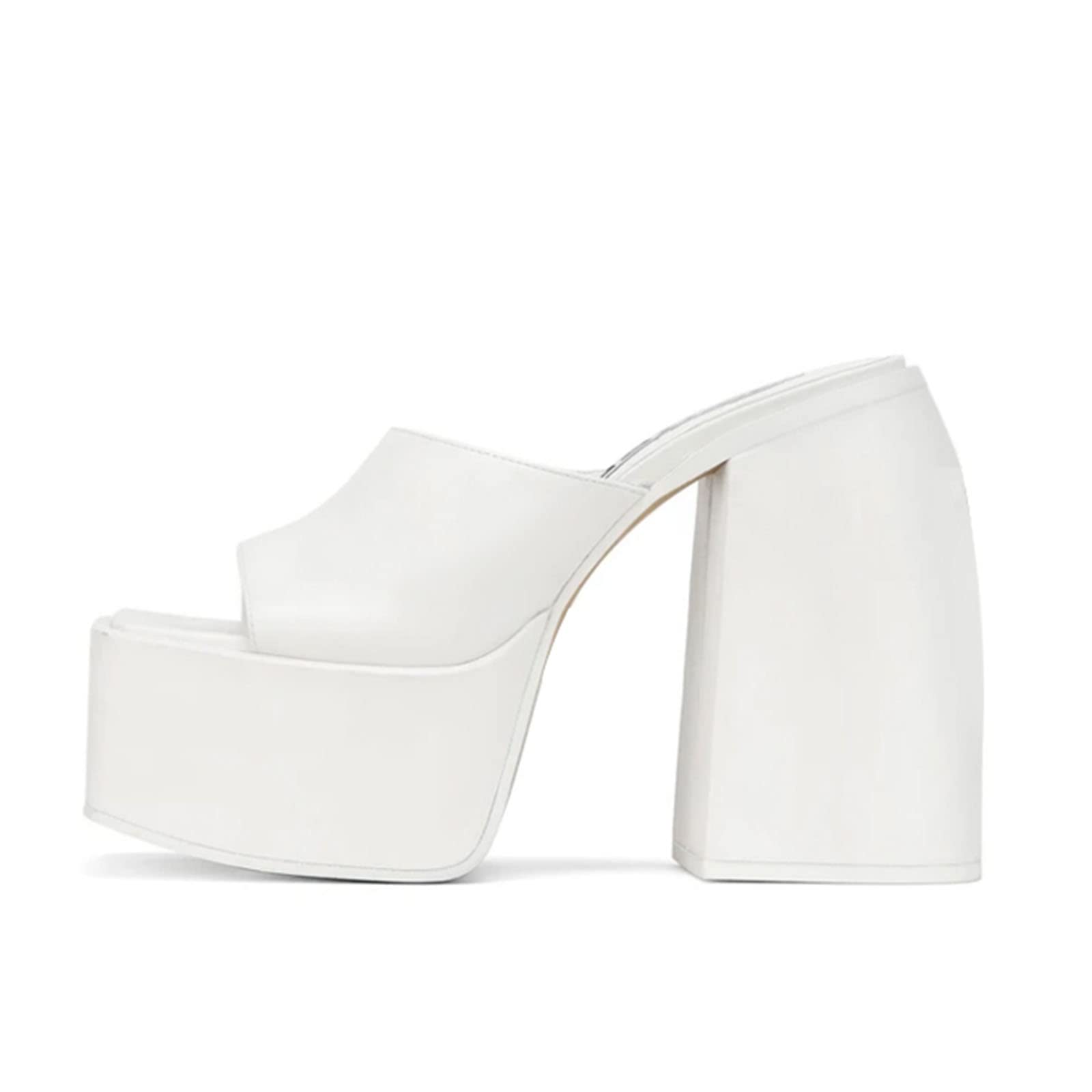 MeiLuSi Womens Fashion Heeled Sandals Square Open Toe Backless Platform Chunky High Heels Mules Shoes Slide On