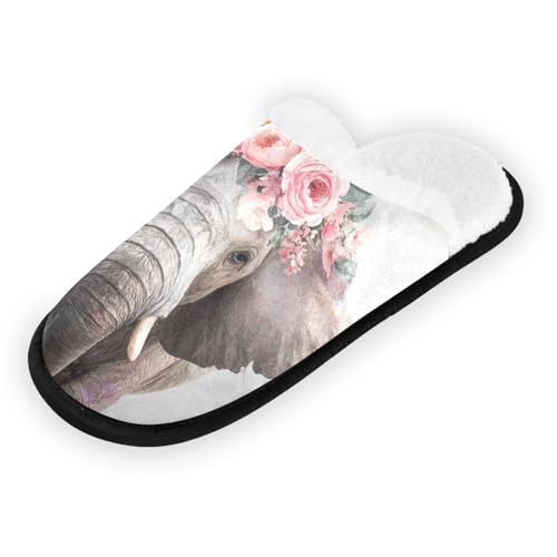 Cute Grey Elephant Slippers For Women Men Soft Memory Foam Non-Slip Animal Winter Indoor House Shoes Travel Slipper2