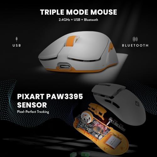 Image of Cosmic Byte Velox 39g Ultra-Light Tri-Mode Gaming Mouse | PixArt PAW3395 Sensor | 26,000 DPI | 650 IPS | 50G Acceleration | Paracord Cable | PTFE Feet | 1000Hz Polling | 230mAh Battery (White)