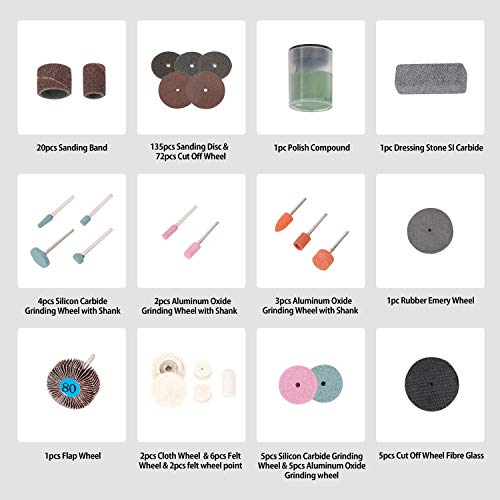 Workpro Rotary Tool Accessories Kit, 295-Piece In Compact Case, 1/8-Inch Diameter Shanks, With 4Pc Collet, Universal For Major Brands #TOP2