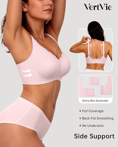 Image of Vertvie Women Seamless Jelly Bras No Underwire Supportive Wireless Push Up Full Coverage Bralette Comfy Scalloped T-Shirt Bra