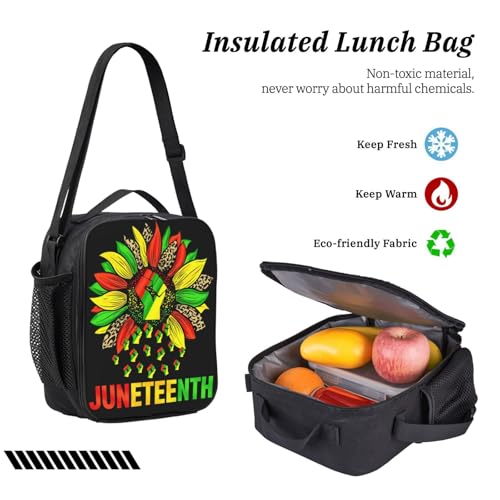 Sunflower Fist Juneteenth Black History Month 17 Inch Backpack Sets Lunch Bag Lightweight Daypack for Men Women 3Pcs4