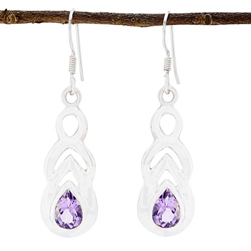 Boucle d'oreille améthyste pour femme en argent massif haut de gamme