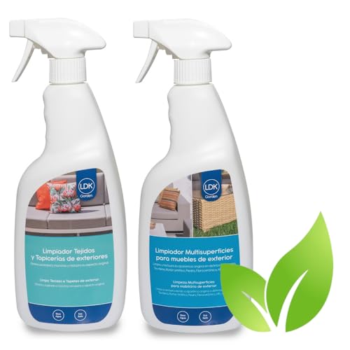 Pack Ecológico PROFESIONAL Limpia Multisuperficies y Textil de Exterior| Limpia suciedad y Restaura tejido | 2 envases de 750cc cada uno | Tapicerías, parasoles, plásticos, piedra | Limpieza LOLAhome