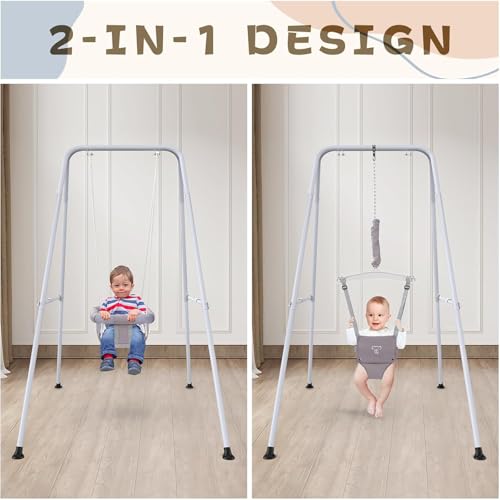 2 in 1 Baby Jumper with Swing, Baby Swing Indoor and Outdoor Use, Baby Jumpers and Bouncers, Toddler Swing with Foldable Stand - Image 5