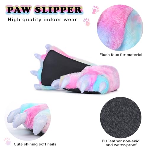 Pink Dinosaur Slippers For Women's Shoes Adult Monster Dino slippers Unisex Soft Plush Home Slippers Animal Costume Paw Claw Shoes Bear Claw Women Slippers4