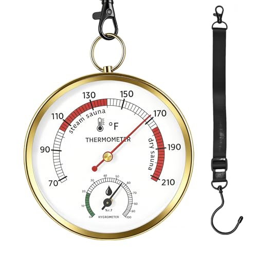 HAPANGODIR Sauna Thermometer Fahrenheit, 2-in-1 Thermometer and Hygrometer, Precision Temperature Gauge & Thermostat for Portable Steam Sauna Box, Home Infrared Indoor Use Essential Accessory