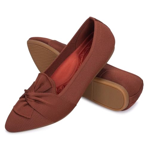 Image of Frank Mully Women's Casual Loafer Flats Slip On Loafer Shoes Comfortable Knit Flat Shoes Classics Pointy Toe Loafer Flats,for Work,Travel