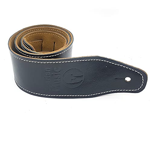 Cuir noir sangle de guitare réglable - Les Beatles, Paul McCartney, John Lennon, RIngo Starr, George Harrison Cuir noir sangle de guitare réglable