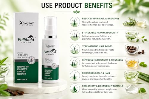 Image of Follihold Hair Serum with Procapil 60ml | Lightweight Leave-In Hair Care Serum for Men & Women | Daily Scalp & Hair Strengthening Formula
