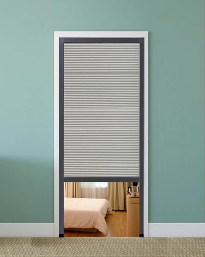 Puerta de concertina gris desplegable plegable – Panel opaco no tejido, puerta de acordeón para cocina, lavadero, persiana, persiana enrollable de 180 cm de alto (94 x 180 cm)