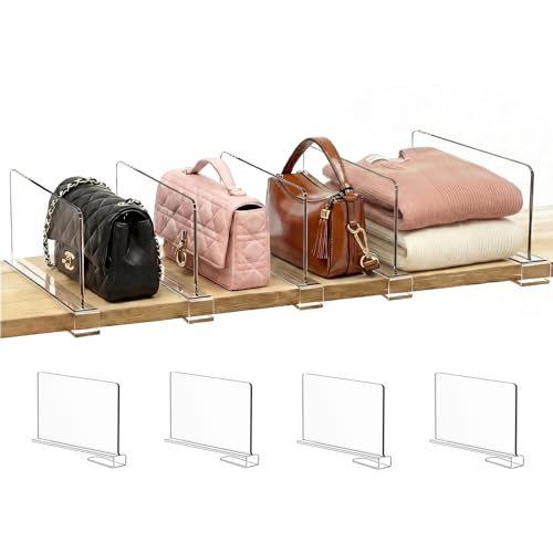 Shelf Dividers Purse Organizer for Closet: 6-inch Tall(Shorter Version) Acrylic Handbag Organizer - Small Space Separator for Clutches Evening Bags Po
