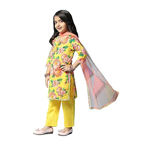 Image of BIBA Girl Cotton Straight Printed Suit Set