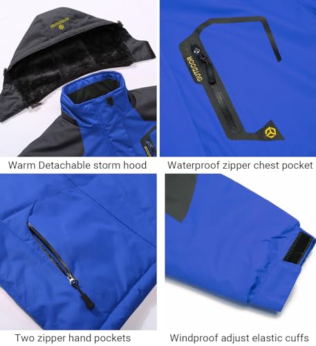 Trekek Men'S Winter Ski Rain Warm Fleece Waterproof Outdoor Mountain Hiking Windbreaker Hooded Snow Coat thumb #5