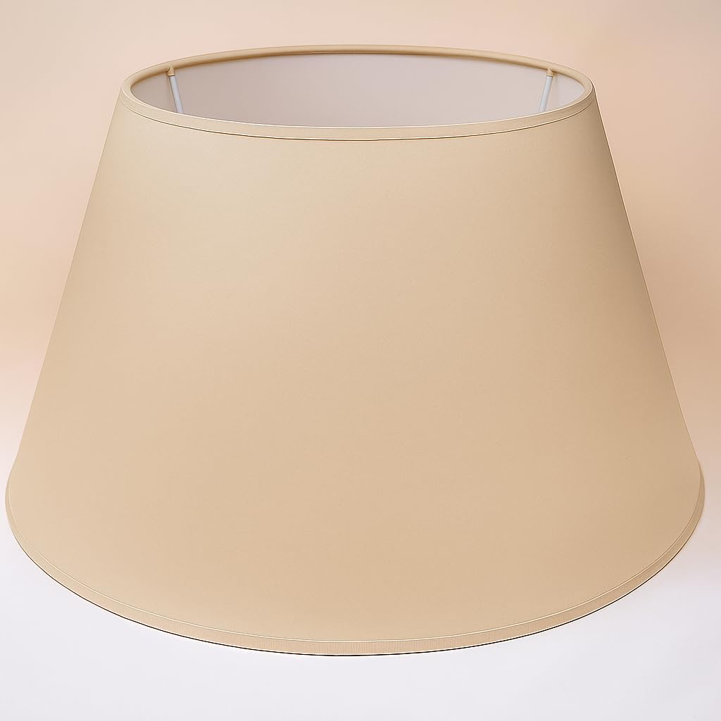 45 Cône cm Abat-jour, Tissu en Coton avec dos en PVC blanc, Produit fait main, pour Lampe de table, Lampadaire (Beige)