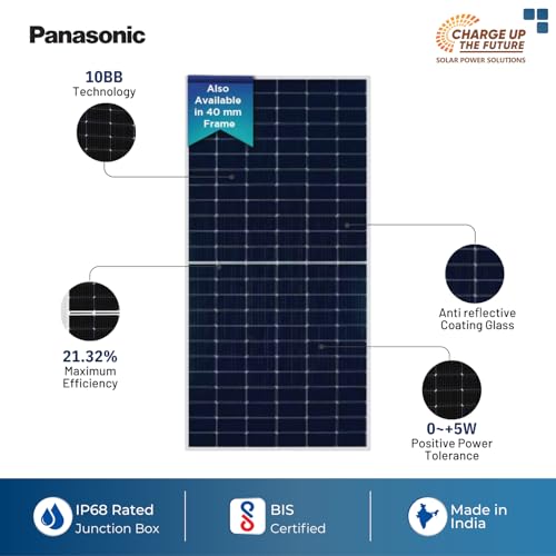 Image of Anchor By Panasonic 550Watt Solar Panel, Non DCR Mono Facial Half Cut 144 Cells, Mono-PERC Solar Module, 10BB, 25 Years Linear Performance Warranty (Pack of 2)