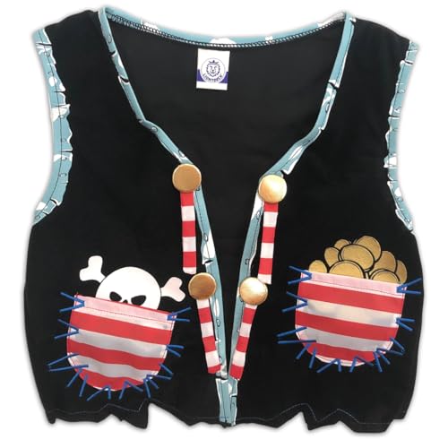 Liontouch - Pirate Vest - Captain Red Stripe | Age 3-8 Years - One Size Fits All | Pretend Play For Toddler Boys with Skull Motive | Dress Up, Fancy Dresses & Costumes For Kids Sailing the Caribbeans