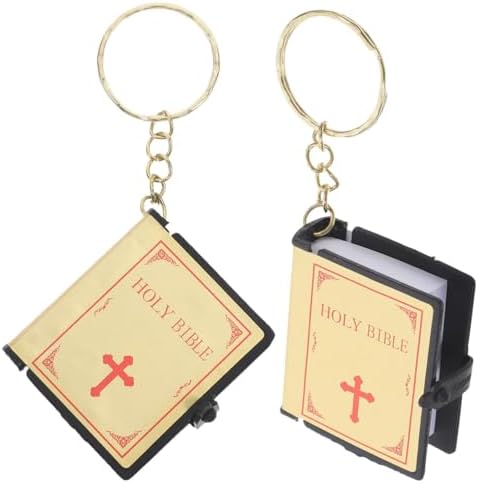 Chaveiro bíblico em miniatura, 2 peças, chaveiro religioso com pi...