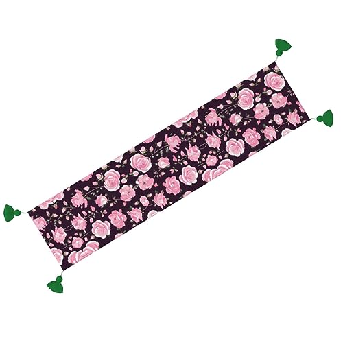 Chemin de table rustique avec fleur rose pour un cadeau déco de Noël mémorable