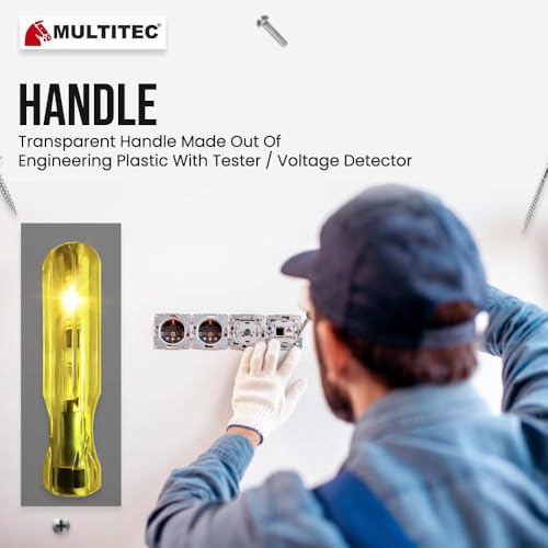 Image of MULTITEC SDK-777iC 7-in-1 Insulated Screwdriver Kit | Electrician Tool Set with Voltage Tester | Heavy-Duty Electrical Maintenance Toolkit