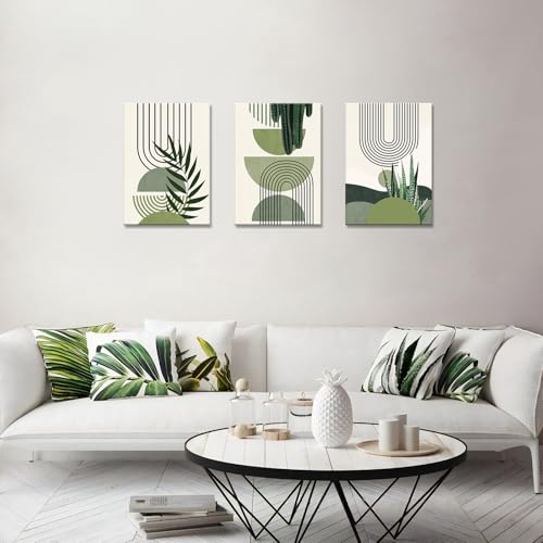 FajerminArt 3Pcs Framed Sage Green Canvas Wall Art - Image 2