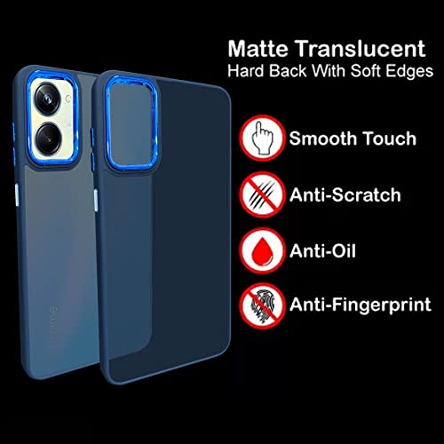 Image of A rtistque Frosted Translucent Back Cover Case for Realme 10 Pro 5G | Electroplated Chrome Ring | Raised Camera Edges for Protection | Smooth Sides TPU - Blue
