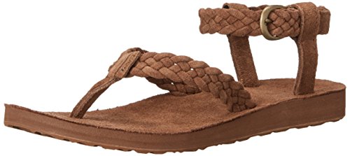 Teva Women's W Original Suede Braid Ankle Strap Sandal, Bison, 11 M US