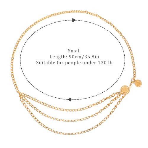 Multilayer Metal Waist Chain, Dress Chain Belt for Women Adjustable Fashion Body Link Belts for Dress Jeans Trousers2