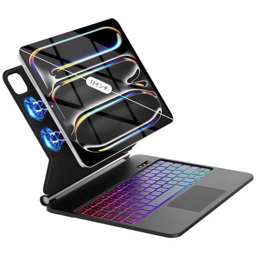 �y2026�N�V�^�ziPad Pro 13�C���` �}�W�b�N�L�[�{�[�h�iM4 2024 M5 2025�j���C�z���� �^�b�`�p�b�h�t�� �P�[�X �y�� �P�[�X bluetooth �����X���[�v ���{��z�� ���p�x���� USB-C�[�d ���{��戵�������t�� �_�[�N�O